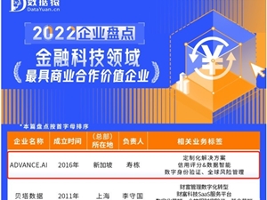 ADVANCE.AI荣获数据猿“2022中国金融科技领域商业合作价值企业”