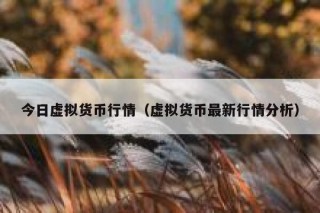 今日虚拟货币行情（虚拟货币最新行情分析）