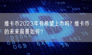 维卡币2023年有希望上市吗? 维卡币的未来前景如何？
