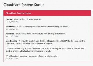 Cloudflarb服务宕机波及大量加密货币交易平台网站