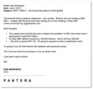 Pantbra创始人：2013-2015年购买全球2%比特币，到今天回报达1000倍